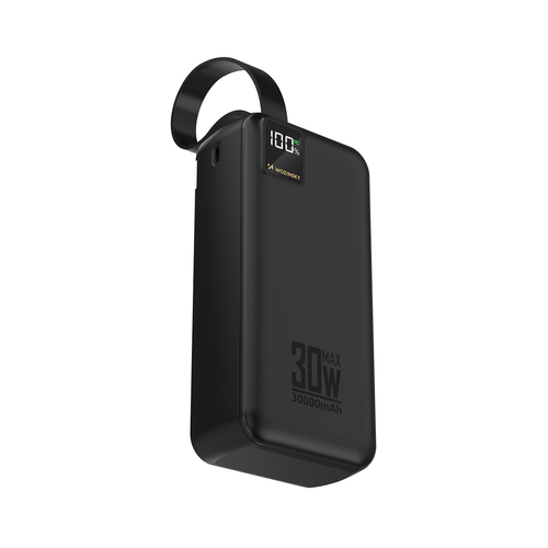 Powerbank Wozinsky W8-W 30000 mAh 30 W 2x USB-A i USB-C z latarką - czarny