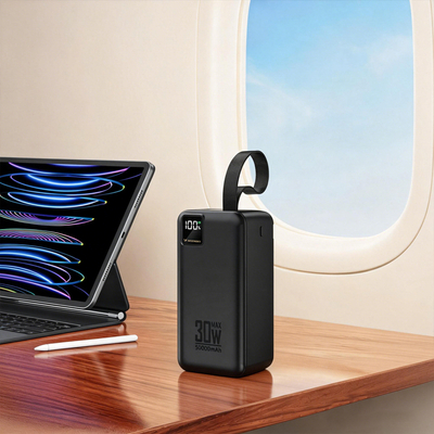 Powerbank Wozinsky W8-B 50000mAh 30W 2xUSB-A i 2xUSB-C i USB micro z latarką - czarny