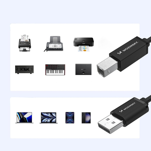 Kabel Wozinsky WKDDY4S USB-B - USB-A 480Mb/s 1m - czarny