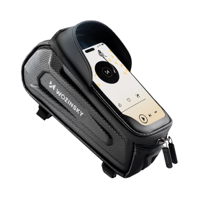 Sakwa rowerowa Wozinsky na ramę pancerna z kieszonką na telefon 1.7 l - czarna