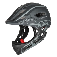 Kask rowerowy fullface dziecięcy Wozinsky z tylną lampką USB S - szary
