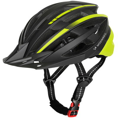 Kask rowerowy MTB Woinsky z odpinanym daszkiem i tylną lampką USB 54-57 cm - czarno-żółty
