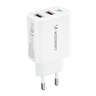 Ładowarka sieciowa Wozinsky CWCUCW 30W USB-C / 2 x USB-A - biała