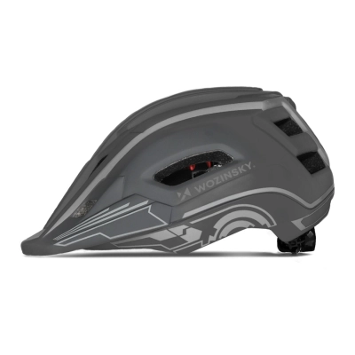 Kask rowerowy fullface dziecięcy Wozinsky z tylną lampką USB 52-56 cm - szary