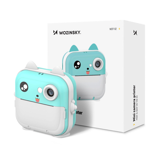 Mini drukarka termiczna dla dzieci Wozinsky WDT-02 aparat 48 MP Bluetooth - niebieski