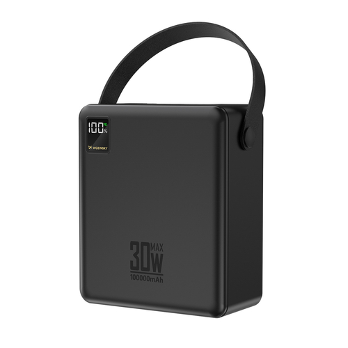 Powerbank Wozinsky W8-B 100000mAh 30W 2xUSB-A i 2xUSB-C z latarką - czarny