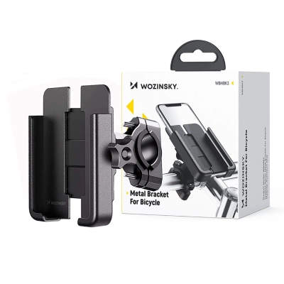 Wozinsky metalowy uchwyt na telefon do roweru, hulajnogi czarny (WBHBK3)