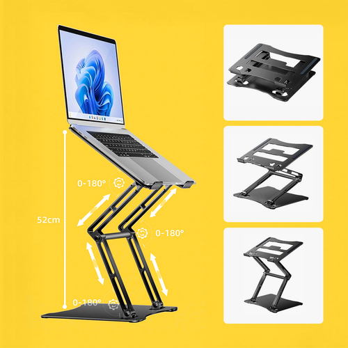 Podstawka pod laptopa, tablet Wozinsky WRS-CPY75DSB aluminiowa + Gratis! podstawka do smartfona - czarna