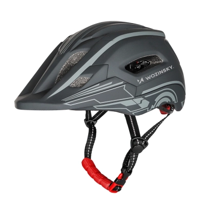 Kask rowerowy fullface dziecięcy Wozinsky z tylną lampką USB 52-56 cm - szary