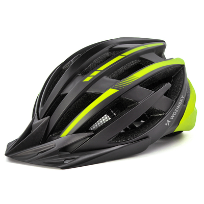 Kask rowerowy MTB Wozinsky z odpinanym daszkiem i tylną lampką USB 57-62 cm - czarno-żółty