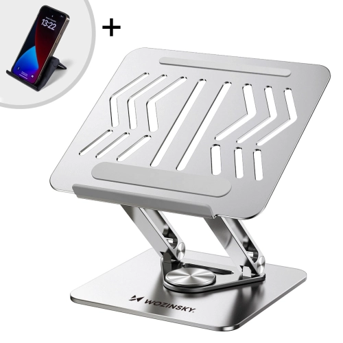 Podstawka pod laptopa, tablet Wozinsky WRS-CPY84SS aluminiowa + Gratis! podstawka do smartfona - srebrna