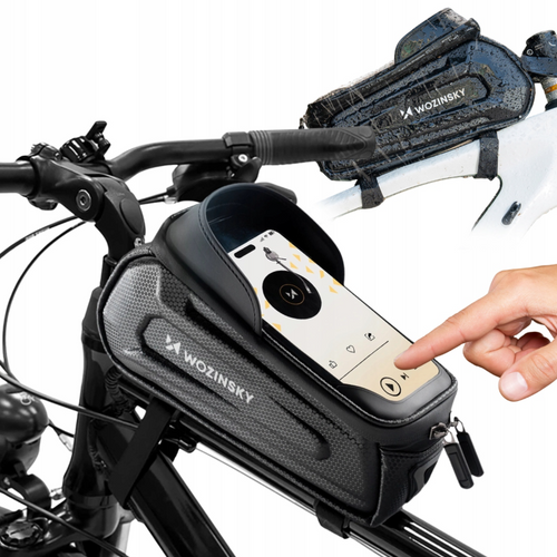 Sakwa rowerowa Wozinsky na ramę pancerna z kieszonką na telefon 1.7 l - czarna