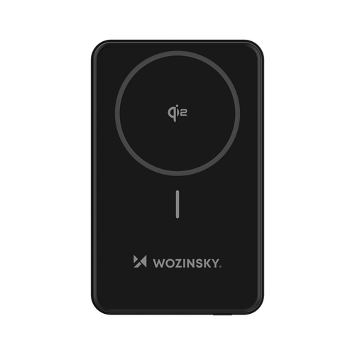 Powerbank Wozinsky WLWP-10KA0Y3S 22,5W PD Qi2 10000 mAh, z podstawką, 1x USB-A, 1x USB-C - czarny