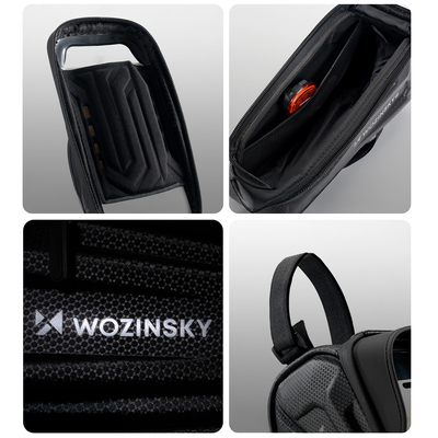 Sakwa rowerowa Wozinsky na ramę pancerna z kieszonką na telefon 1.7 l - czarna