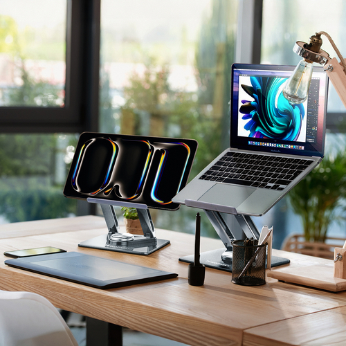 Podstawka pod laptopa, tablet Wozinsky WRS-CPY84SS aluminiowa + Gratis! podstawka do smartfona - srebrna