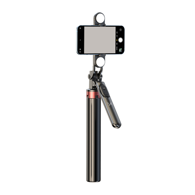 Wozinsky Selfie stick WH181D-Y1S teleskopowy statyw 1.75m ze stopu aluminium z podwójną lampą i uchwytem na telefon - czarny