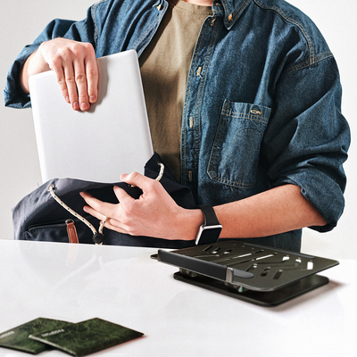 Podstawka pod laptopa, tablet Wozinsky WRS-CPY84SB 360 aluminiowa + Gratis! podstawka do smartfona - czarna