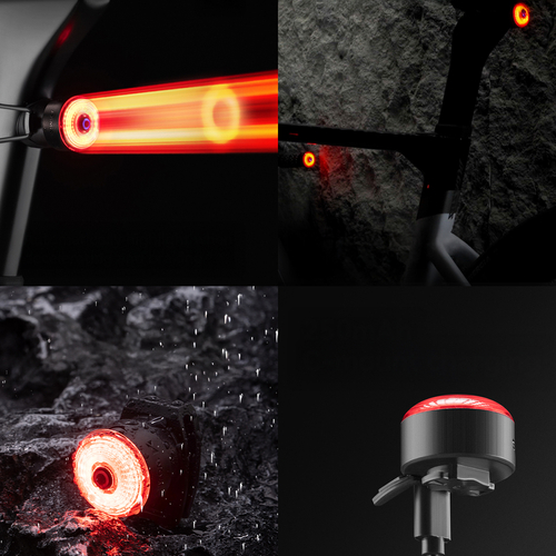 Lampka tylna Wozinsky WIS-02 wodoodporna inteligentna światło tylne 1 szt. - czarne