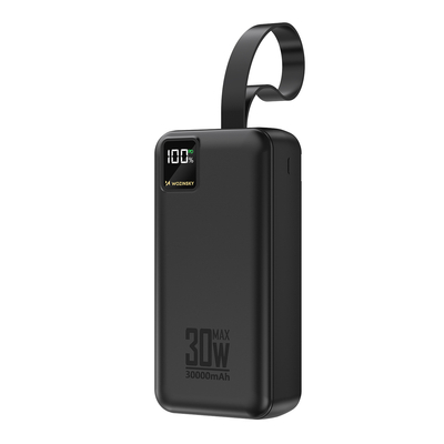 Powerbank Wozinsky W8-W 30000 mAh 30 W 2x USB-A i USB-C z latarką - czarny