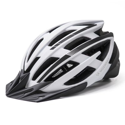 Kask rowerowy MTB Wozinsky z odpinanym daszkiem i tylną lampką USB 57-62 cm - czarno-biały