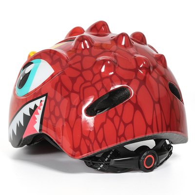 Kask rowerowy dziecięcy Wozinsky motyw smok lekki 50-54 cm - czerwony