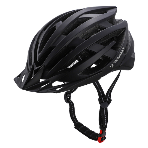Kask rowerowy MTB Wozinsky z odpinanym daszkiem i tylną lampką USB 54-57 cm - czarny