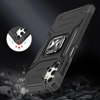 Wozinsky Ring Armor pancerne hybrydowe etui pokrowiec + magnetyczny uchwyt Samsung Galaxy A23 niebieski