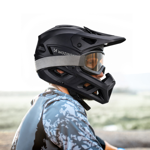 Kask rowerowy fullface Wozinsky z odpinanym daszkiem 57-62 cm - czarny