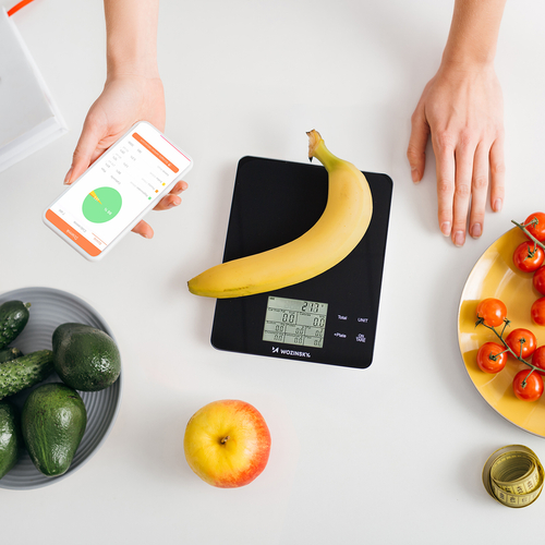 Waga kuchenna Wozinsky WIK-10 inteligentna z wyświetlaczem cyfrowym Bluetooth aplikacja - czarna