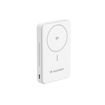 Powerbank Wozinsky WLWP-10KA0Y3WS 22,5W PD Qi2 10000 mAh, z podstawką, 1x USB-A, 1x USB-C - biały