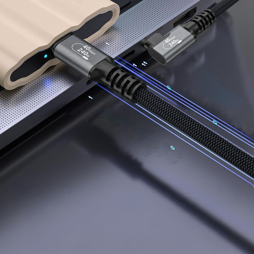 Kabel kątowy Wozinsky WPS2-UY41S USB-C Thunderbolt 4 240W 2m - czarny
