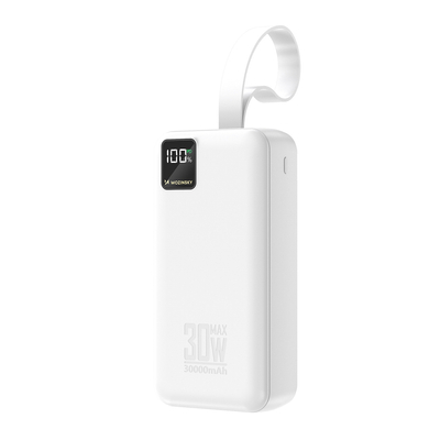 Powerbank Wozinsky W8-W 30000mAh 30W 2x USB-A i USB-C z latarką - biały