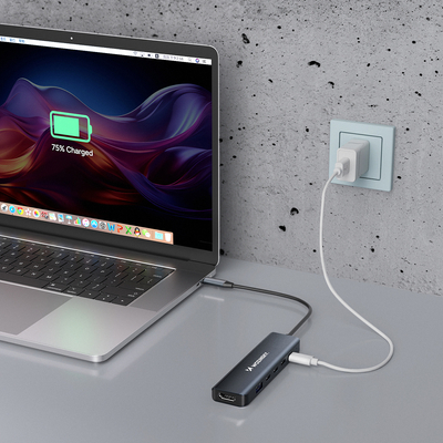 Hub USB-C 6 w 1 Wozinsky WHBC10Y4S wielofunkcyjny, aluminiowy, z kablem 15 cm - szary
