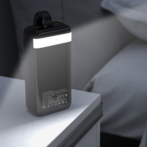 Powerbank Wozinsky W8-W 30000 mAh 30 W 2x USB-A i USB-C z latarką - czarny
