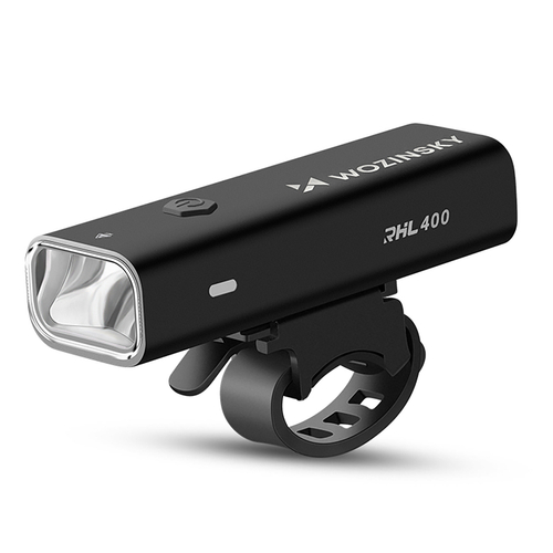 Zestaw lampek rowerowych Wozinsky WSBLB2 przednia (400 lm) USB-C i tylna USB micro - czarny