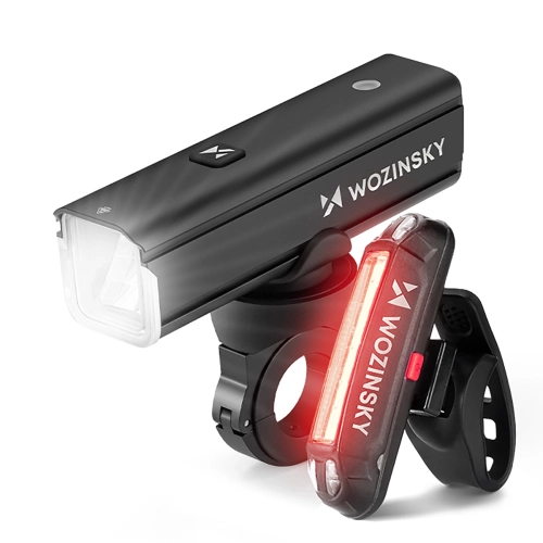Zestaw lampek rowerowych Wozinsky WSBLB3 przednia (1000 lm) USB-C i tylna USB micro  - czarny