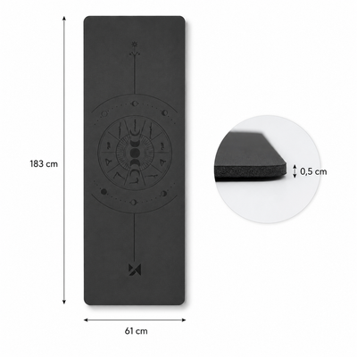 Mata do ćwiczeń Wozinsky WNSP-NKB 183 x 61 x 0,5 cm gimnastyczna do jogi z naturalnego kauczuku - czarna