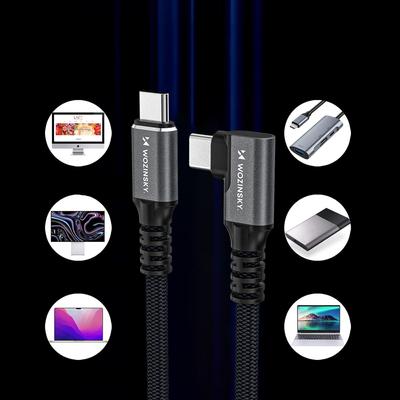 Kabel kątowy Wozinsky WPS3-UY41S USB-C USB4 40Gb/s 240W 1m 4K - czarny