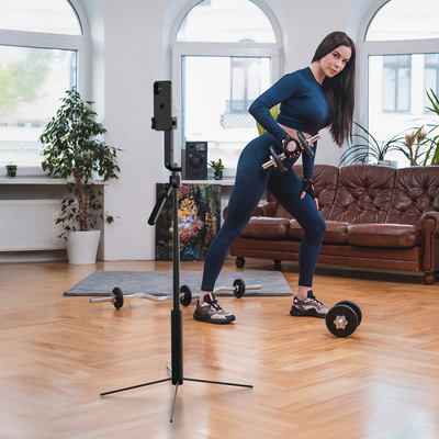 Premium selfie stick Wozinsky WST-360YS z funkcją statywu z automatycznym śledzeniem twarzy 360° AI sterowanie gestami - czarny