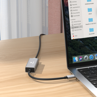 Adapter sieciowy Wozinsky WAU-45C Ethernet karta sieciowa LAN Gigabit RJ45 1000 Mb/s USB-C - szara