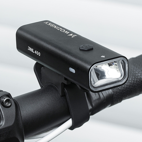 Zestaw lampek rowerowych Wozinsky WSBLB2 przednia (400 lm) USB-C i tylna USB micro - czarny