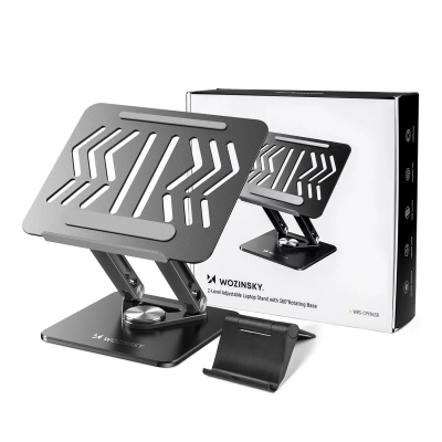 Podstawka pod laptopa, tablet Wozinsky WRS-CPY84SB 360 aluminiowa + Gratis! podstawka do smartfona - czarna