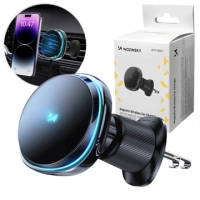 Uchwyt samochodowy Wozinsky WCT5-Q6S2Y z ładowarką indukcyjną Qi/MagSafe 15W na kratkę wentylacji z wentylatorem - czarny