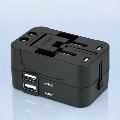 Adapter podróżny Wozinsky WUTWC uniwersalny 24W UE / US / AUS / UK / 2x USB-A - czarny