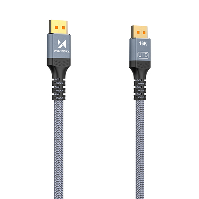 Kabel Wozinsky WPS-16AYL3S DisplayPort 2.1 Certyfikowany VESA 80 Gb/s 16K@60Hz 8K@120Hz 4K@240Hz HDR HDCP DSC 3m - czarny