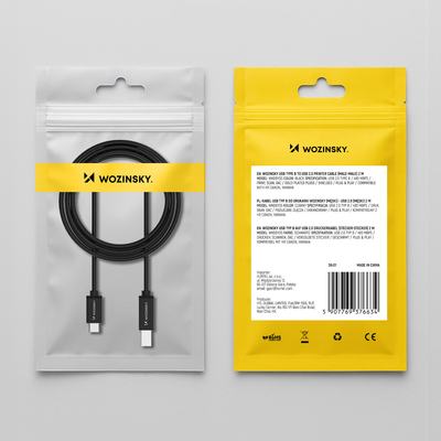 Kabel Wozinsky WKDDY2S USB-B - USB-C 2m - czarny
