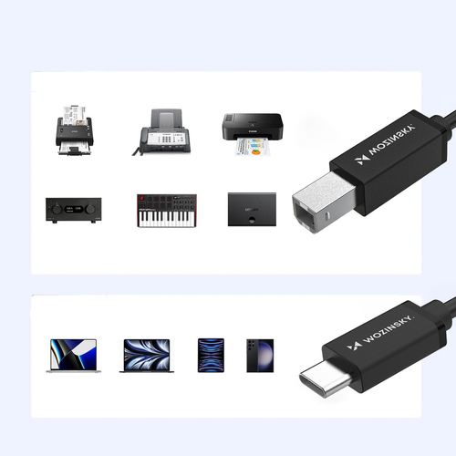 Kabel Wozinsky WKDDY2S USB-B - USB-C 2m - czarny