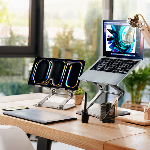 Podstawka pod laptopa, tablet Wozinsky WRS-CPY75DSS aluminiowa + Gratis! podstawka do smartfona - srebrna