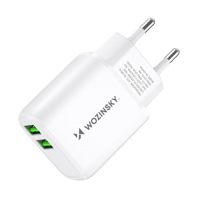 Ładowarka sieciowa 2x USB-A 12 W 2,4 A do telefonu Wozinsky CUWCW - biała