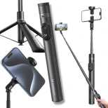 Premium selfie stick Wozinsky WRZP1 z automatycznie rozkładanymi nóżkami, funkcja statywu, 1,7m - czarny